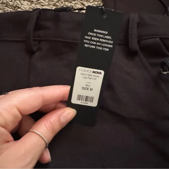 Wide Leg Black Lace-Up Pants size M - Picture 8 of 9